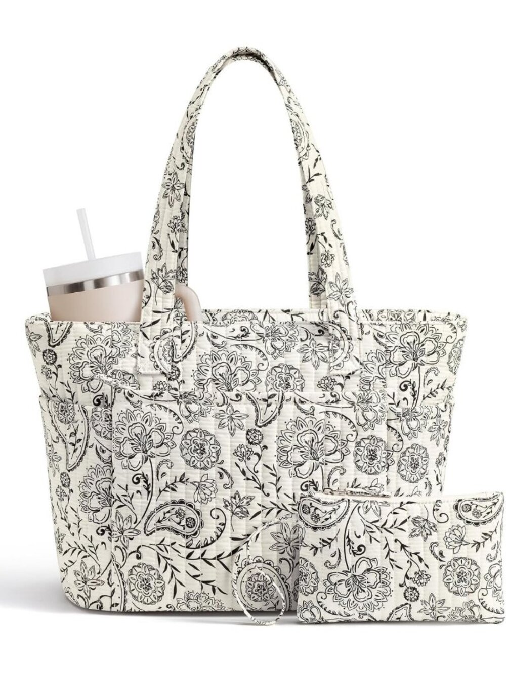 Quilted Tote Bag for Women | Stylish Cotton Laptop Work Bag for Teachers